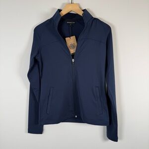 Swannies Golf Women's Sporty Cora Full Zip Up Jacket Navy Stretch Size Small NWT